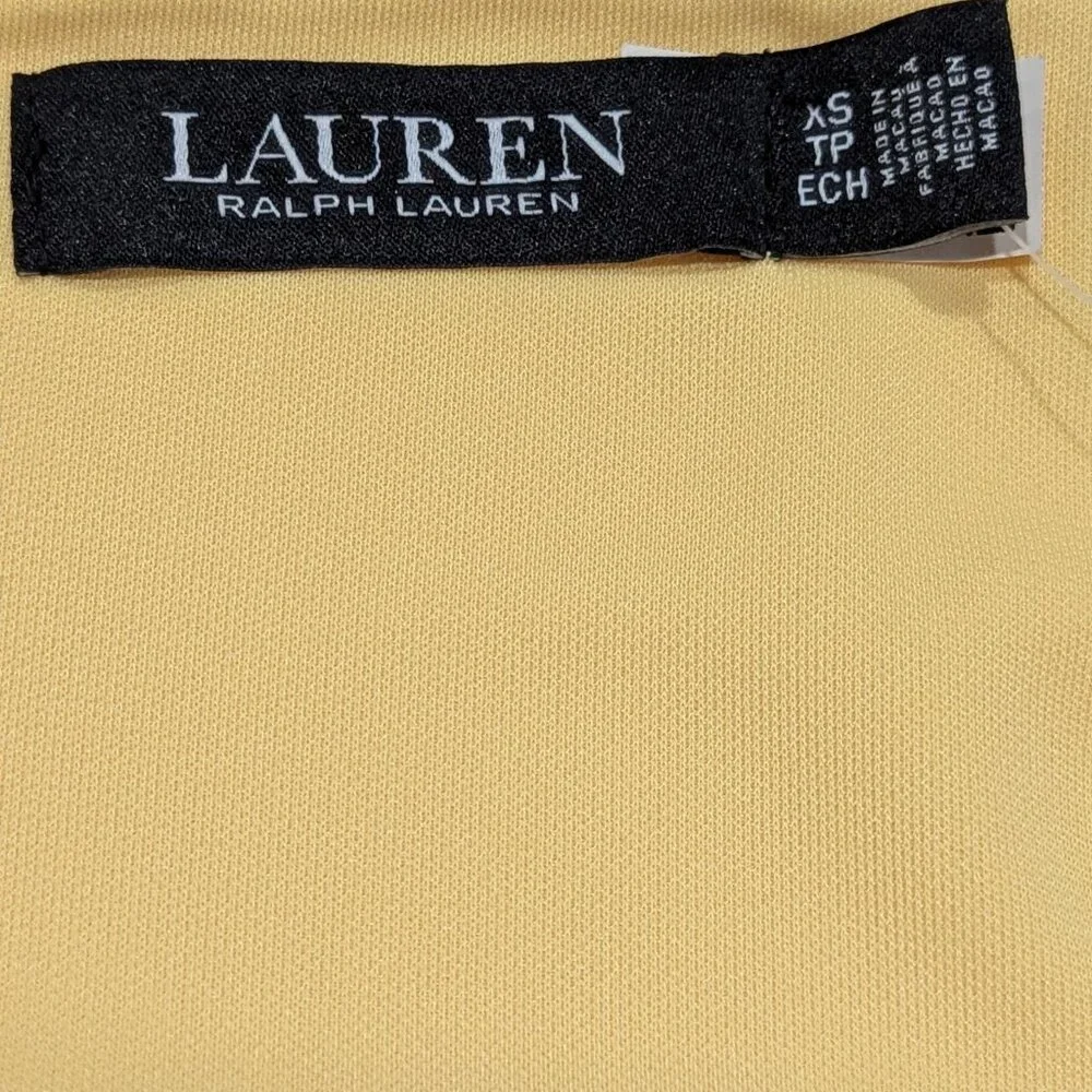 Lauren Ralph Lauren Yellow Off Shoulder Top XS NWOT Foldover Neck Stretch - Picture 4 of 6